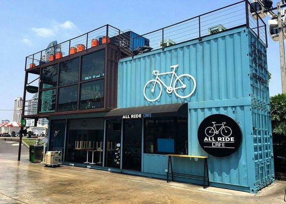 China Blue Color Commercial Metal Building Kits Flexible Assembly For Coffee Shop / Cafe factory