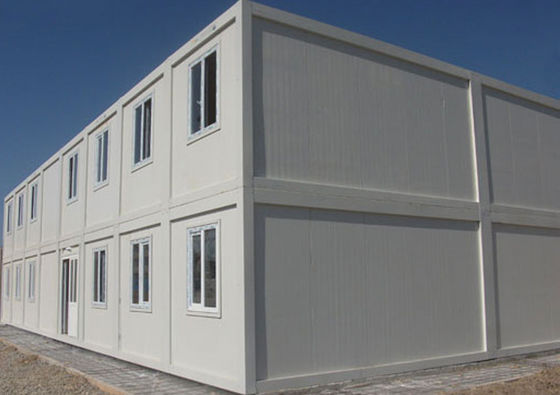 China White Prefabricated Container House Two Stories With External Stairs And Eaves factory