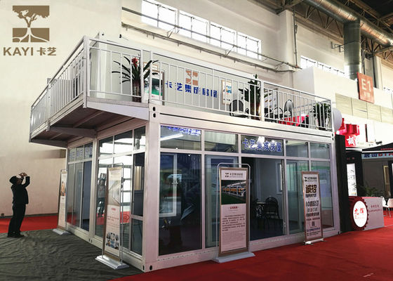 China Two Stories Prefabricated Container Homes Glass Wool Material With Double - Glazing supplier