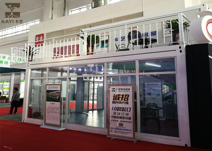 Two Stories Prefabricated Container Homes Glass Wool Material With Double - Glazing