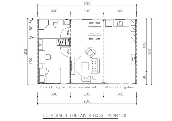 Modular Design Prefab Shipping Container House With Knock Down System Detachable Container House