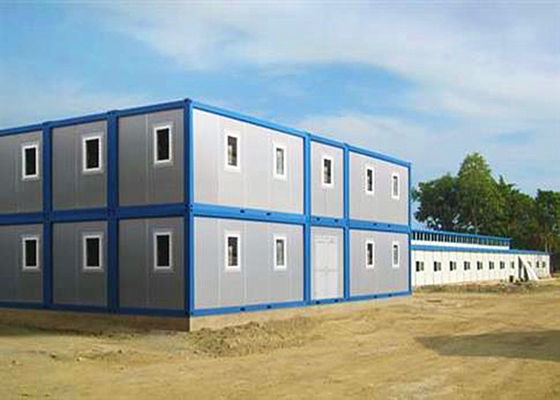 China Two Stories Modular Container Homes Blue And Gray With One Sliding Window factory